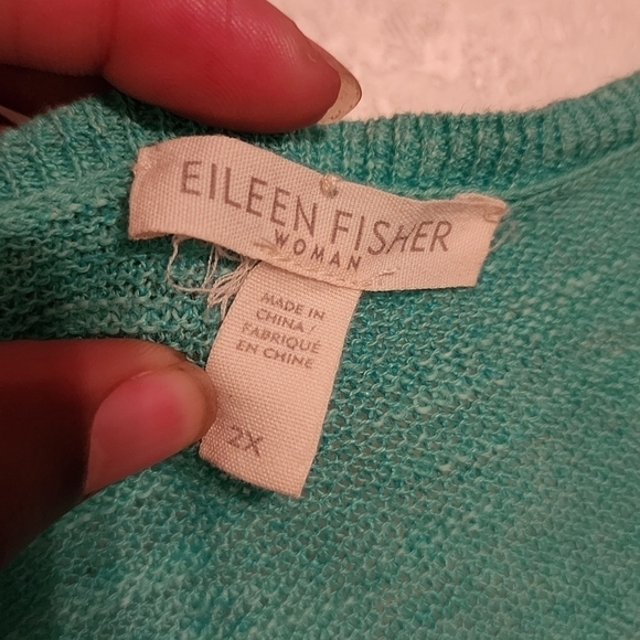 Eileen Fisher Organic Linen Cotton Blend Tunic Sweater Size 2X (FLAWED holes) - Picture 10 of 11
